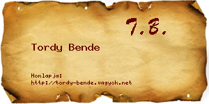 Tordy Bende névjegykártya